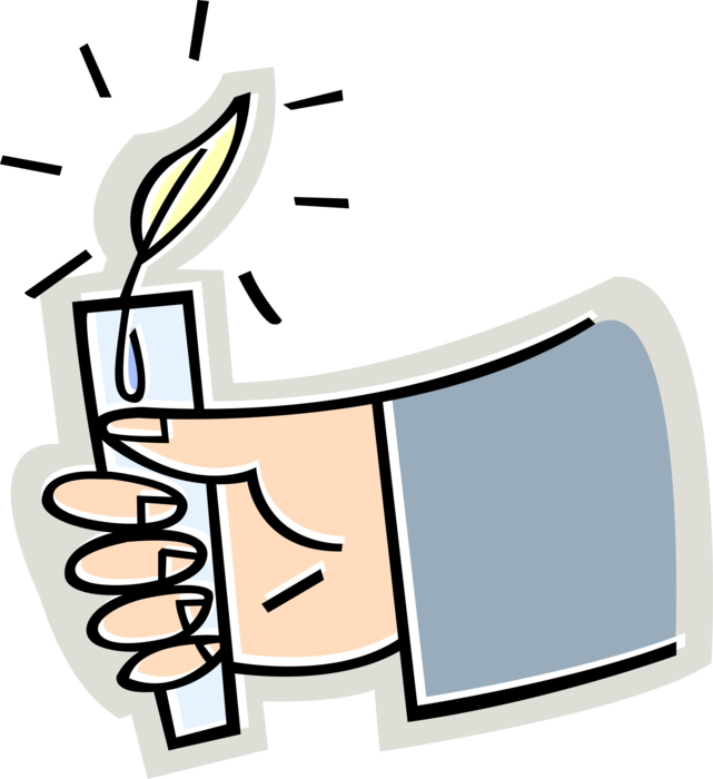 Vector Illustration of Hand Holds Candle with Flame