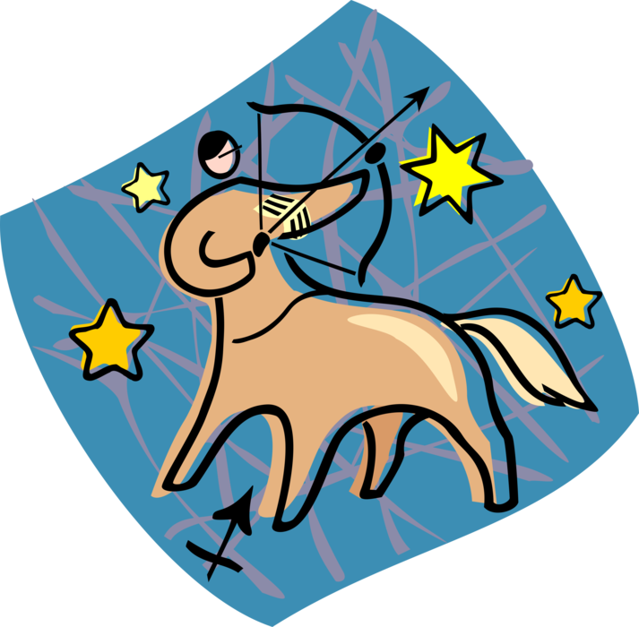 Vector Illustration of Astrological Horoscope Astrology Signs of the Zodiac - Fire Sign Sagittarius Centaur Hunter