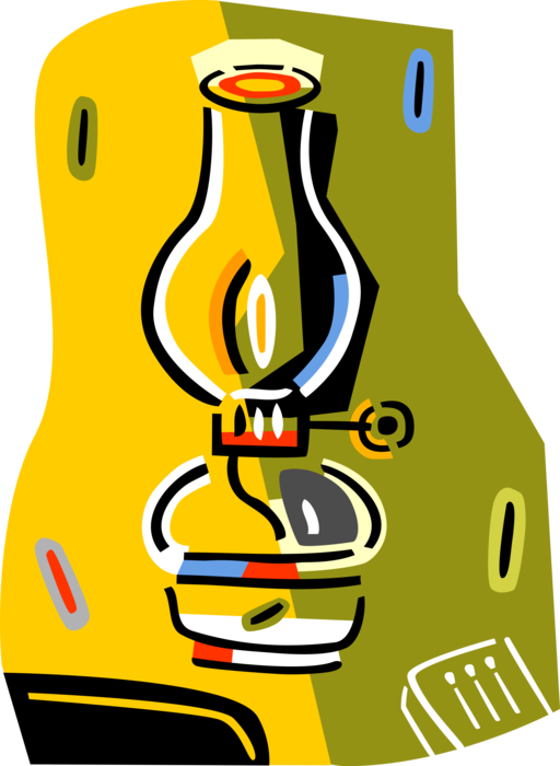 Vector Illustration of Kerosene Oil Lamp Hurricane Lantern Provides Light