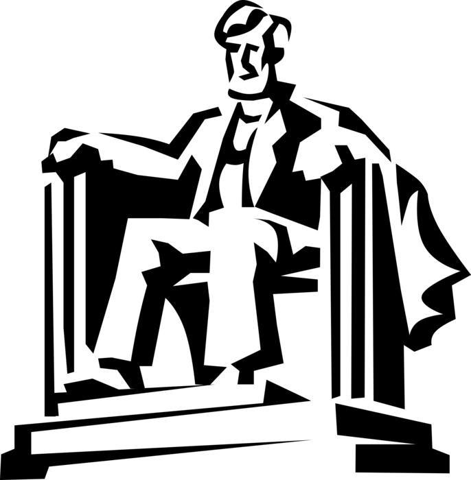 Vector Illustration of Abraham Lincoln Memorial Monument Honors 16th President of the United States POTUS