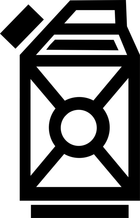 Vector Illustration of Gasoline Jerry Can Container for Transferring, Storing, and Dispensing Oil Based Liquids