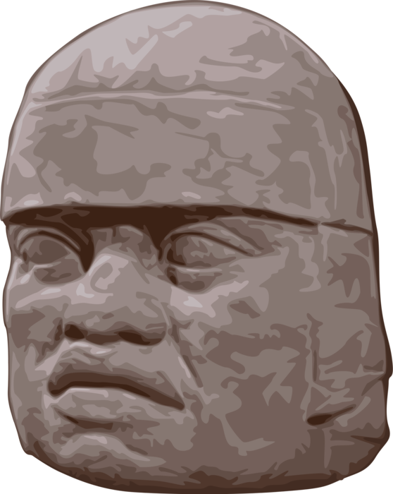 Vector Illustration of Mexico San Lorenzo Tenochtitlán Colossal Head Mexican Sculpture
