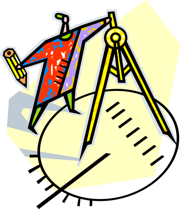 Vector Illustration of Drawing Circle with Compass used in Geometry, Navigation and Drafting