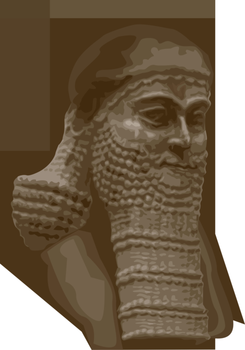 Vector Illustration of Ashurbanipal Assyrian King in Neo-Assyrian Empire, Son of Esarhaddon 