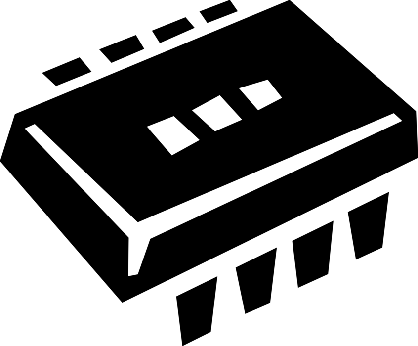 Vector Illustration of Information Technology Computer Chip Integrated Circuit Electronic Component