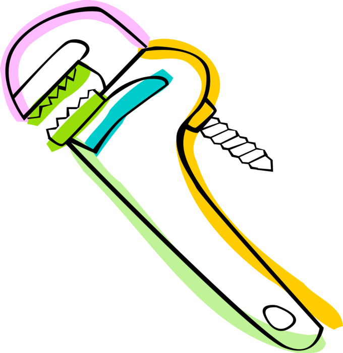 Vector Illustration of Pipe Wrench or Stillson Wrench used for Turning Soft Iron Pipes