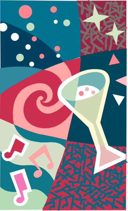 Vector Illustration of Celebration Alcohol Beverage Cocktail Glass at Party