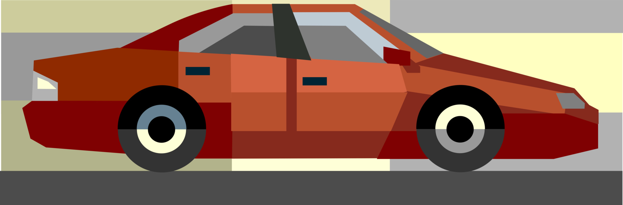 Vector Illustration of Family Sedan Four Door Automobile Motor Vehicle Car