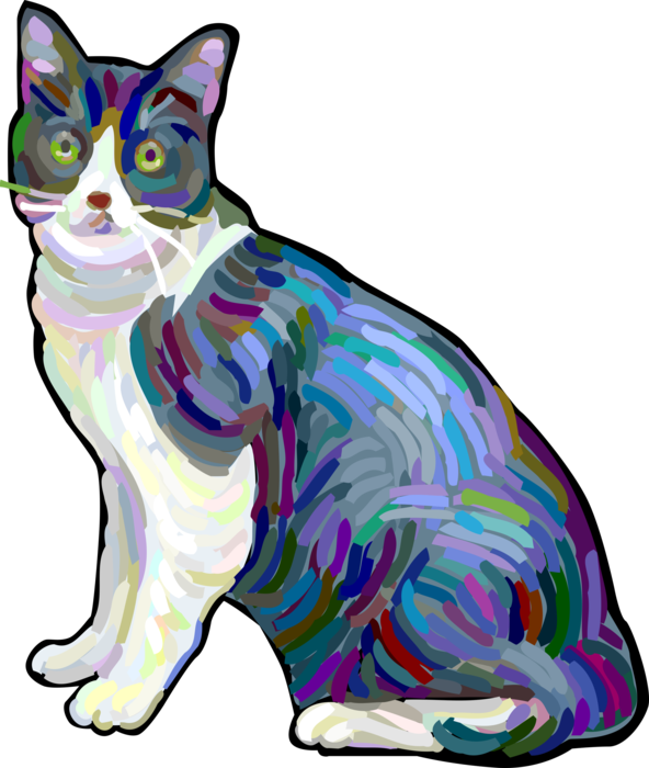 Vector Illustration of Domestic Housecat Kitten Cat Pet