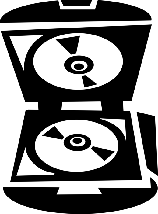 Vector Illustration of Music CD's with Headphones and Stereo System