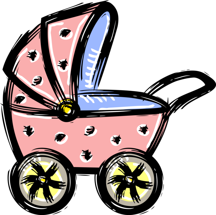 Vector Illustration of Baby Carriage Pram Stroller Infant Child Wheeled Transport