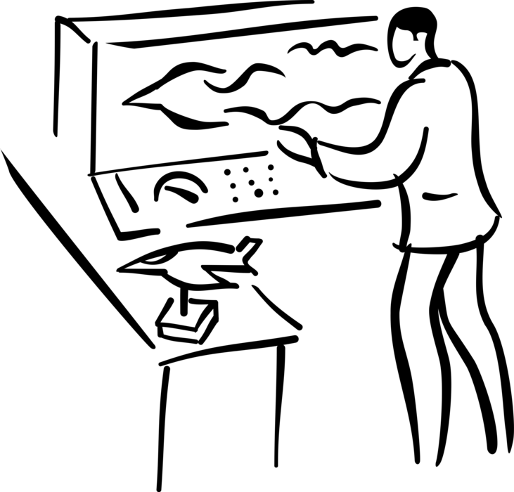 Vector Illustration of Aerodynamics Analysis of Jet Aircraft Airplane Design Testing in Wind Tunnel