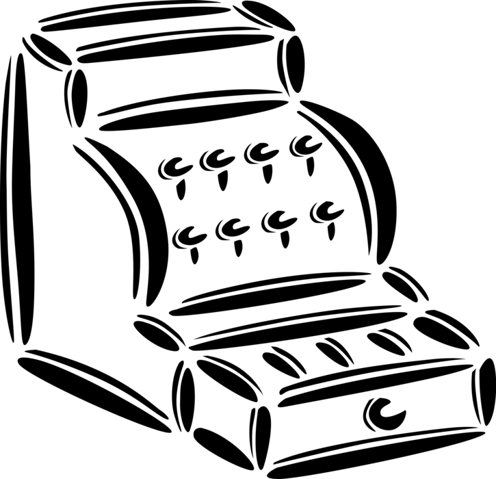 Vector Illustration of Cash Register for Registering and Calculating Retail Sales Transactions