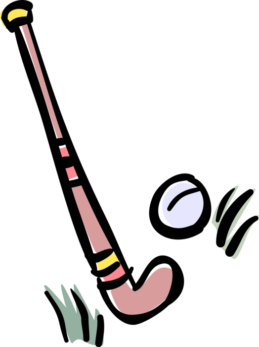 Vector Illustration of Team Sport of Field Hockey Stick and Ball
