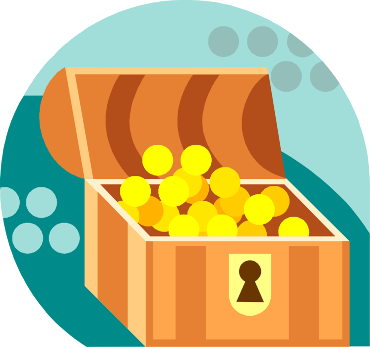 Vector Illustration of Buccaneer Pirate's Treasure Chest Holds Wealth and Great Riches