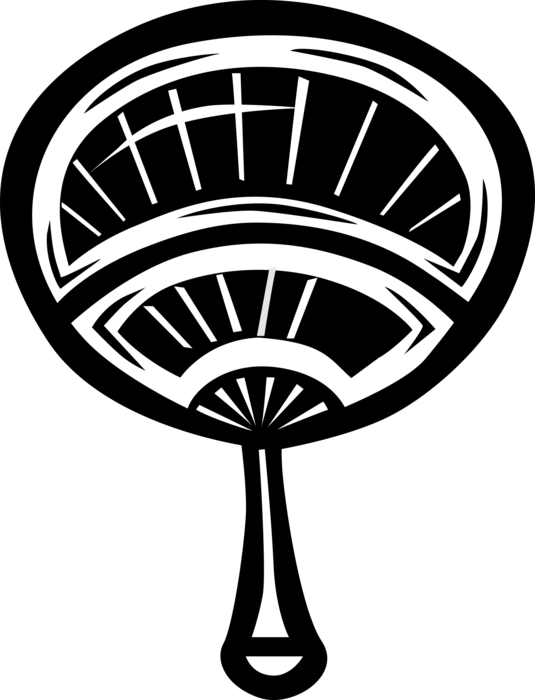 Vector Illustration of Chinese and Japanese Folding Hand Fan