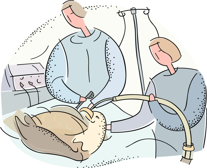 Vector Illustration of Veterinarian Operates on Anesthetized Injured Bald Eagle Bird