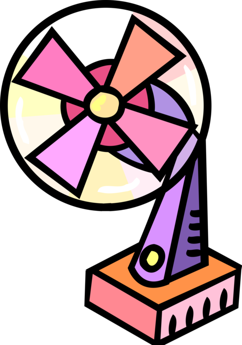 Vector Illustration of Household Electric Fan Provides Air Circulation
