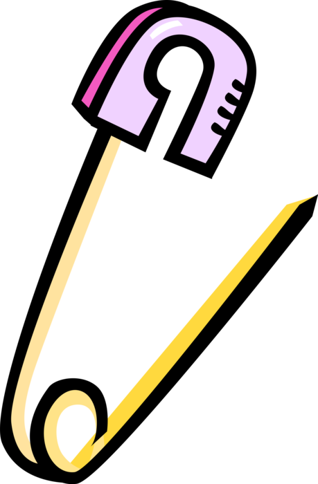 Vector Illustration of Safety Pin Device Fastens Objects