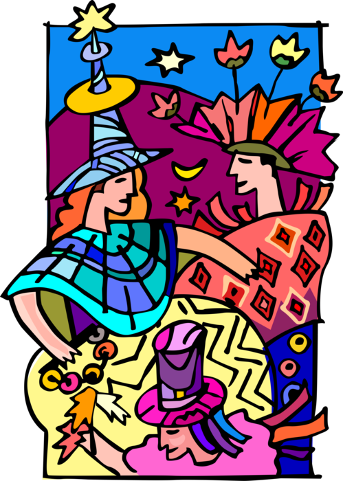 Vector Illustration of Carnival Celebrations with Dancers in Rio de Janeiro, Brazil 