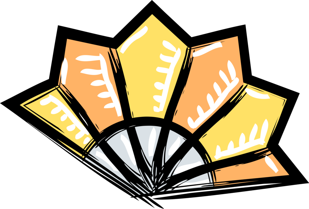 Vector Illustration of Oriental Chinese and Japanese Folding Decorative Hand Fan