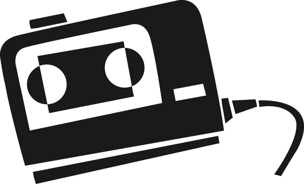 Vector Illustration of Personal Stereo Analog Audio Cassette Tape Recorder