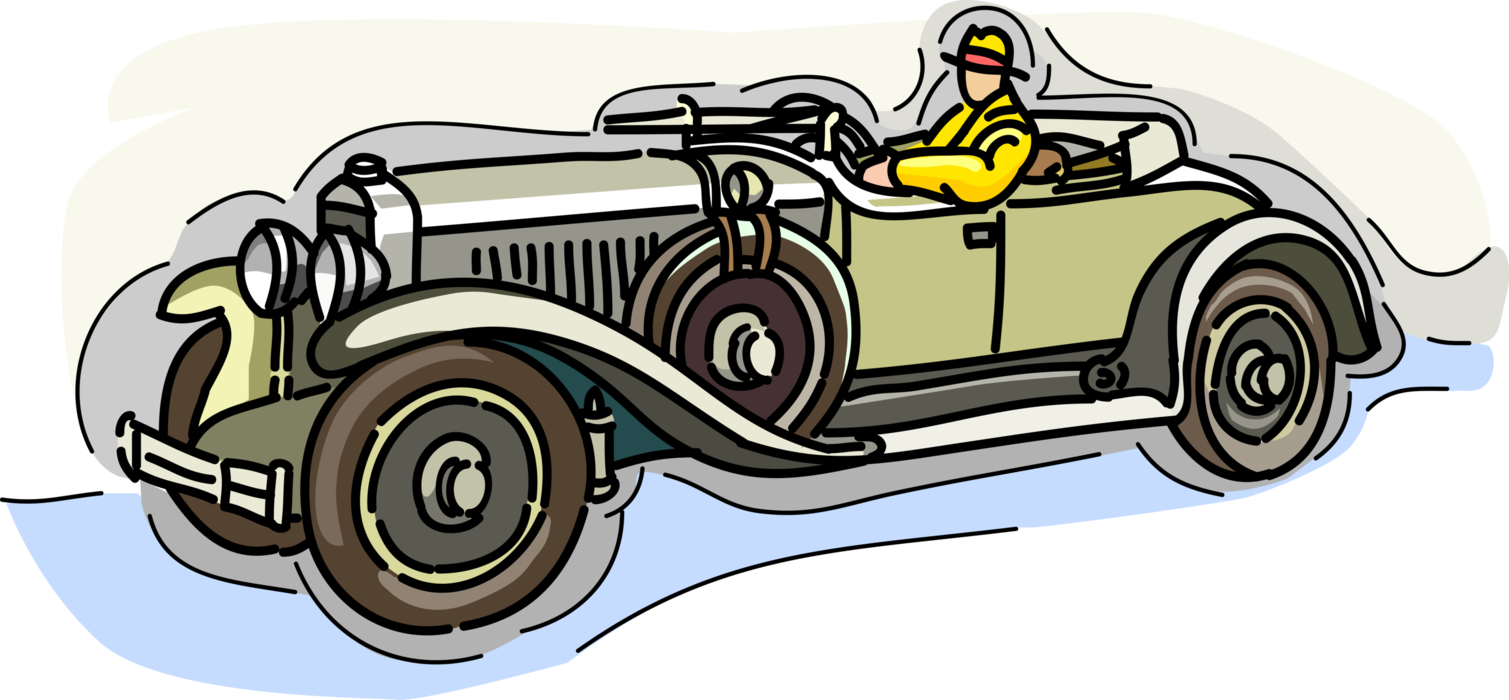 Vector Illustration of Classic Vintage Convertible Luxury Car Automobile Motor Vehicle