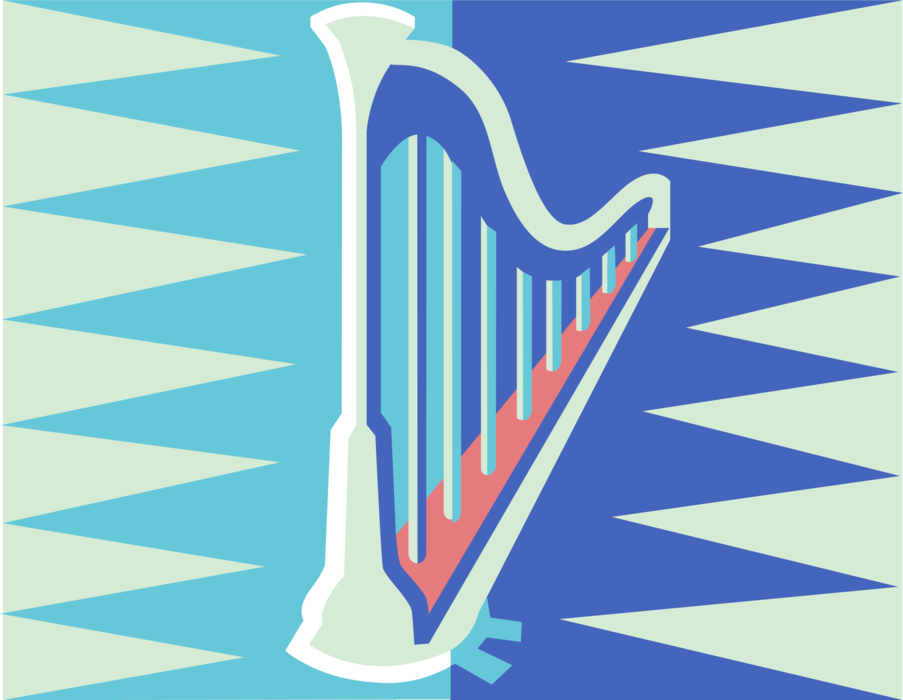 Vector Illustration of Harp Stringed Musical Instrument