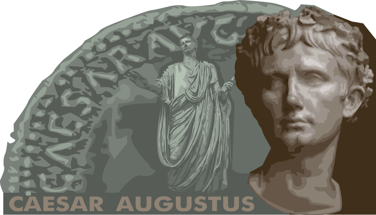 Vector Illustration of Caesar Augustus Founder of Roman Empire and its First Emperor