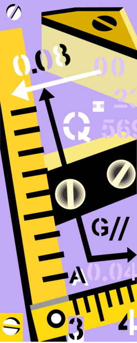 Vector Illustration of Carpentry and Woodworking Measurement with Ruler and Screw Fasteners