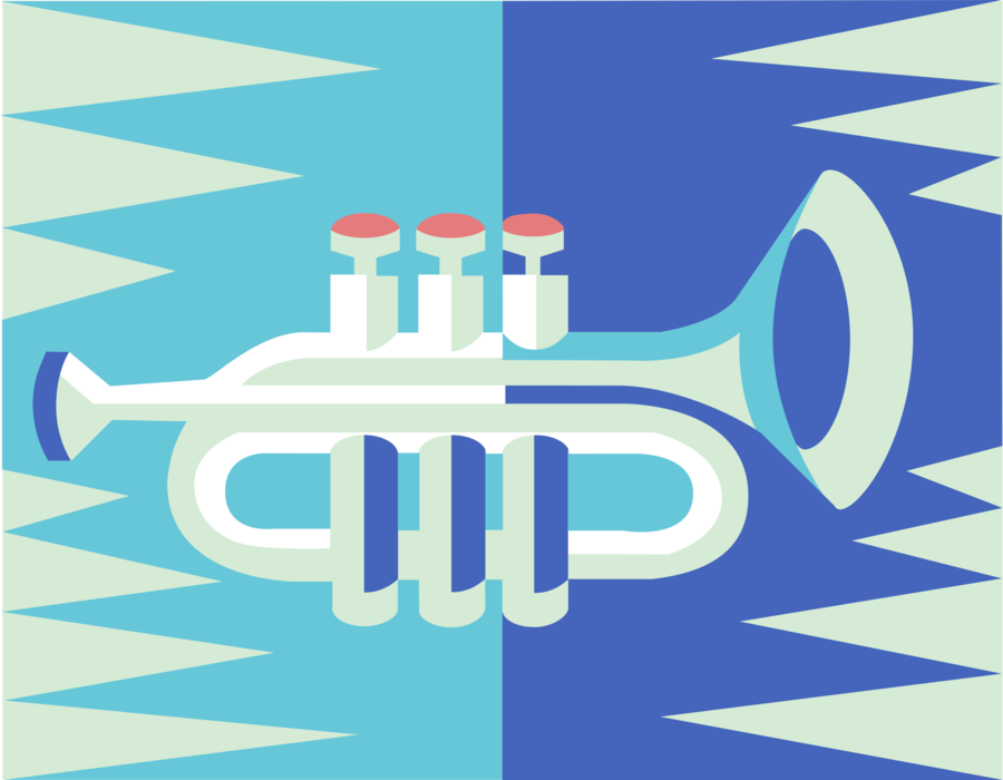 Vector Illustration of Trumpet Horn Brass Musical Instrument used in Classical and Jazz Ensembles