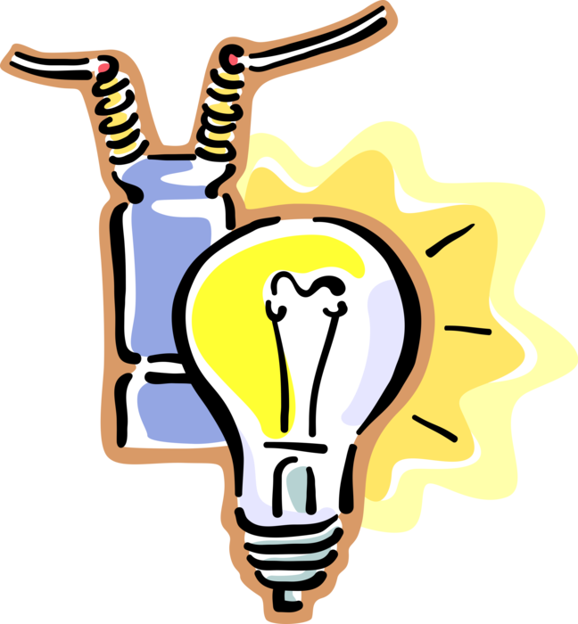 Vector Illustration of Electric Light Bulb Provides Illumination