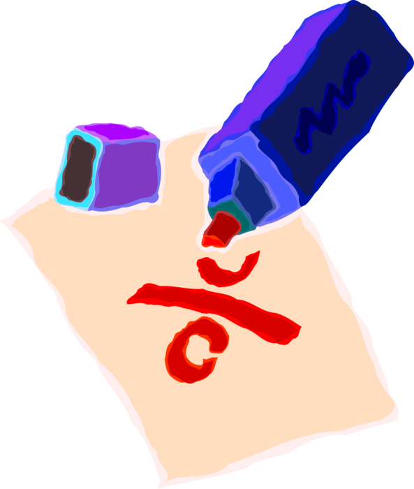 Vector Illustration of Red Permanent Marker Pen Writes Percent Sign
