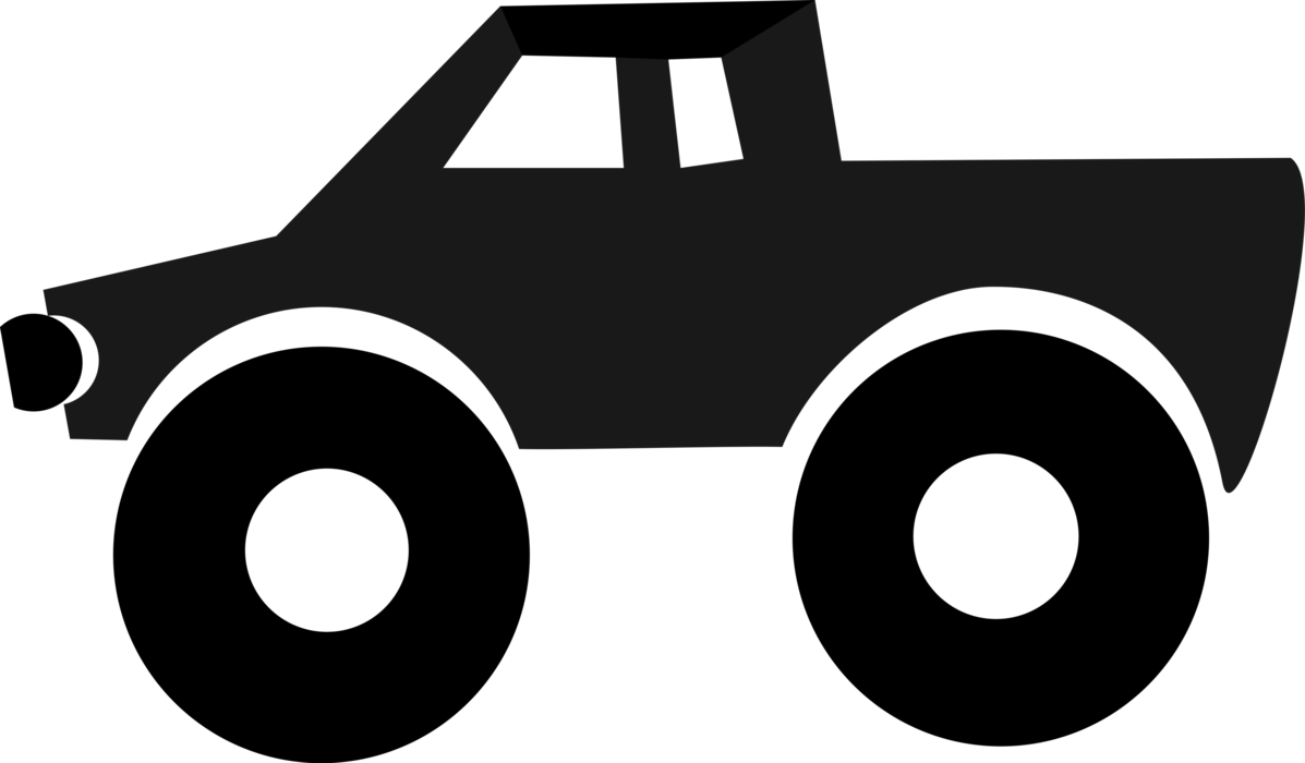 Vector Illustration of Four-Wheel Drive 4WD Four by Four Pickup Truck Automobile Motor Vehicle