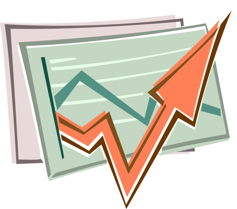 Vector Illustration of Business Data Analysis Chart with Growth Arrow