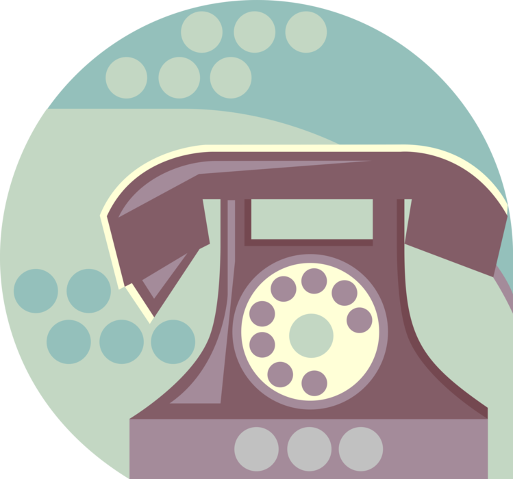 Vector Illustration of Landline Telecommunications Device Telephone or Phone Enables Direct Conversation