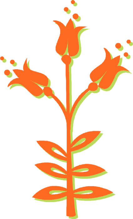 Vector Illustration of Botanical Horticulture Plant Floral Flower Blossoms on Stem