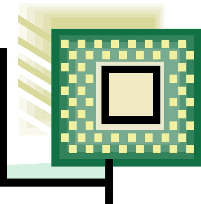 Vector Illustration of Computer Printed Circuit or Integrated Circuit Microchip