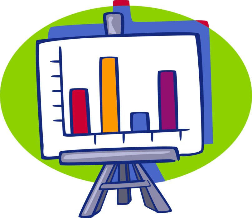 Vector Illustration of Easel with Business Presentation Graph Chart