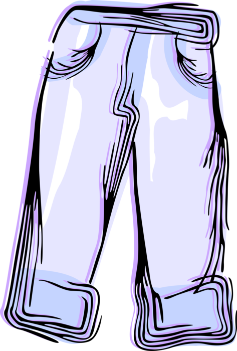 Vector Illustration of Pair of Denim Jean Pants or Slacks