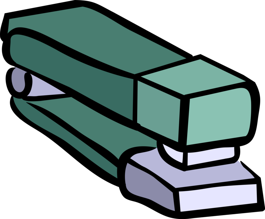 Vector Illustration of Stapler Mechanical Device Joins Pages of Paper with Thin Metal Staple