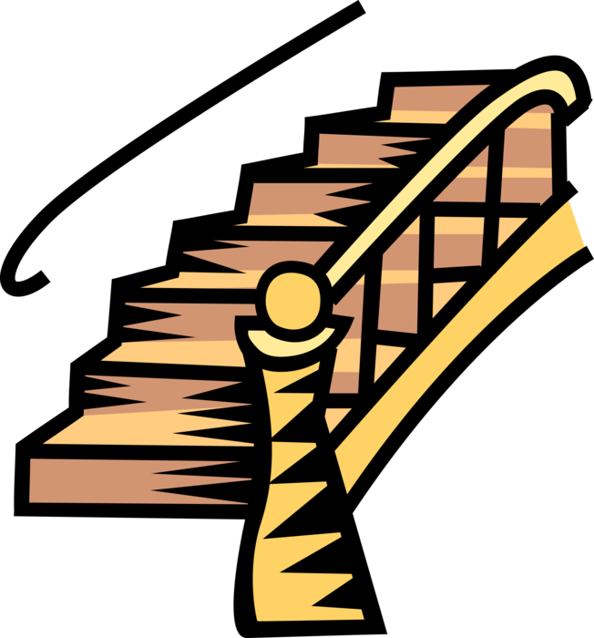 Vector Illustration of Stairway Staircase Stairs with Banister