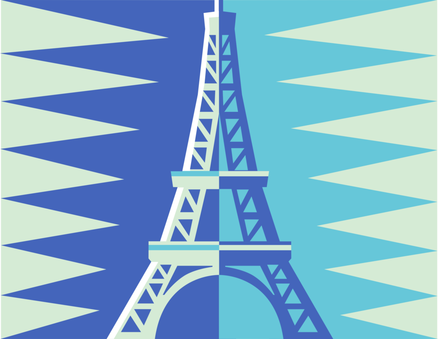 Vector Illustration of Eiffel Tower on Champ de Mars Cultural Icon and World Landmark of Paris, France