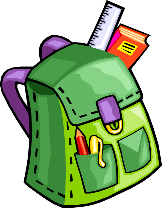 Vector Illustration of Student's School Backpack Knapsack Schoolbag Carries Homework and Books