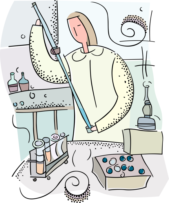 Vector Illustration of Laboratory Chemistry, Biology and Medicine Pipette Transports Measured Volume of Liquid