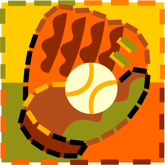 Vector Illustration of American Pastime Sport of Baseball Glove and Ball