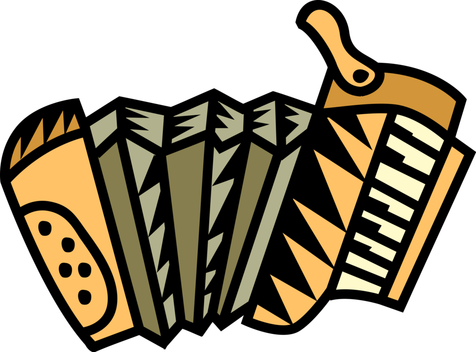 Vector Illustration of Accordion Bellows-Driven Musical Instrument