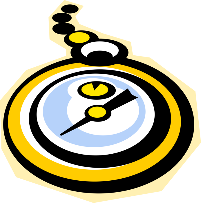 Vector Illustration of Pocket Watch or Pocketwatch Portable Timepiece Carried in Pocket