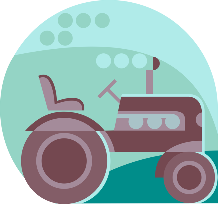 Vector Illustration of Farm Equipment Farming Tractor