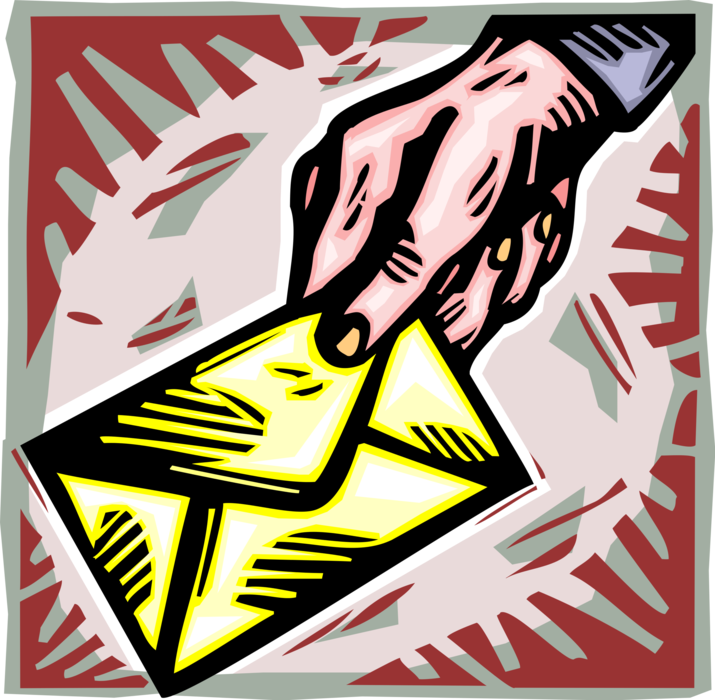 Vector Illustration of Hand Delivers Mail Letter Envelope